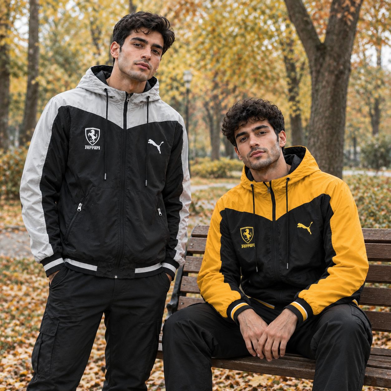 کاپشن مشکی کرم مردانه مدل Ferrari