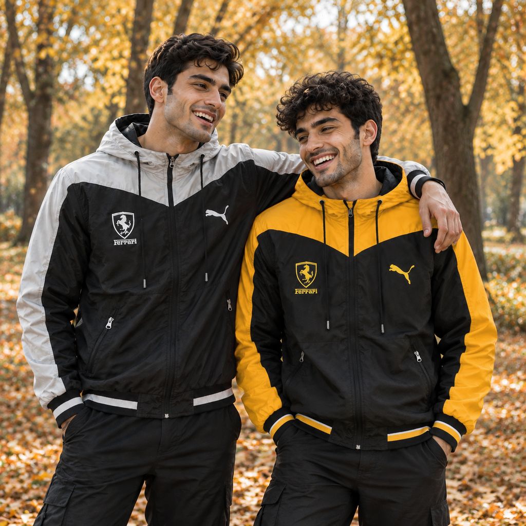 کاپشن مشکی کرم مردانه مدل Ferrari