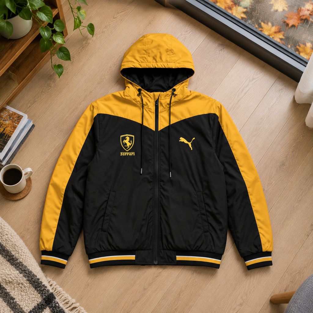 کاپشن مشکی کرم مردانه مدل Ferrari